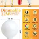 OMAYKEY 12W Dimmable Large LED Globe Bulb, Round Opal Glass Bulb, 85W Equivalent 850 Lumens, 2700K Warm White, E26 Base, Vintage Edison G125/G40 Oversize Globe, Milky LED Filament Light Bulb