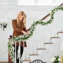 RECUTMS Faux Eucalyptus Garland Plant Fake Vines, Artificial Hanging Eucalyptus Leaves Greenery Vines for Wedding Backdrop Arch Wall Party Home Bedroom Decor Indoor Outdoor(White)