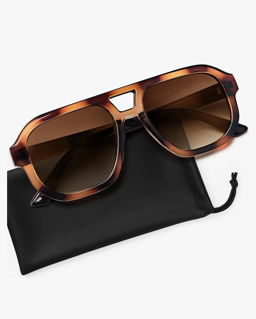 livho Trendy Polarized Square Aviator Sunglasses Women Men Square Eyewear Frame, Retro Sun Glasses for Women Men 2025 Shades