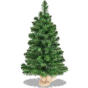 Goplus 3ft Tabletop Mini Christmas Tree, Artificial Small Christmas Tree with 96 PVC Branch Tips, Cloth Bag Base, Green Spruce Xmas Tree for Home, Office Decoration, No Assembly Required