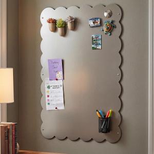 Lincia Magnetic Board for Wall 24 x 36 Inch Large Scalloped Frameless Steel Magnet Bulletin Board Metal Panel for Display Travel Souvenir Dry Erase Memo Home Office with Screw Mount Hardware