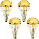 E12 G45(G14) Golden Half Chrome Light Bulb 4W Dimmable G45 Globe Gold Reflected 40W Incandescent Bulbs Equivalent Warm White 2700K 600 Lumen CRI>90+ Gold Tipped Mirror Decorative Light Bulb,4 Pack