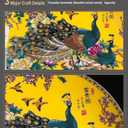 LIYAOLI Decorative Plates for Display,2024 Chinese Classical Colorful Peacock Birds and Peony Flowers Plate Decor Handmade Art Decor for Display Living Room Table