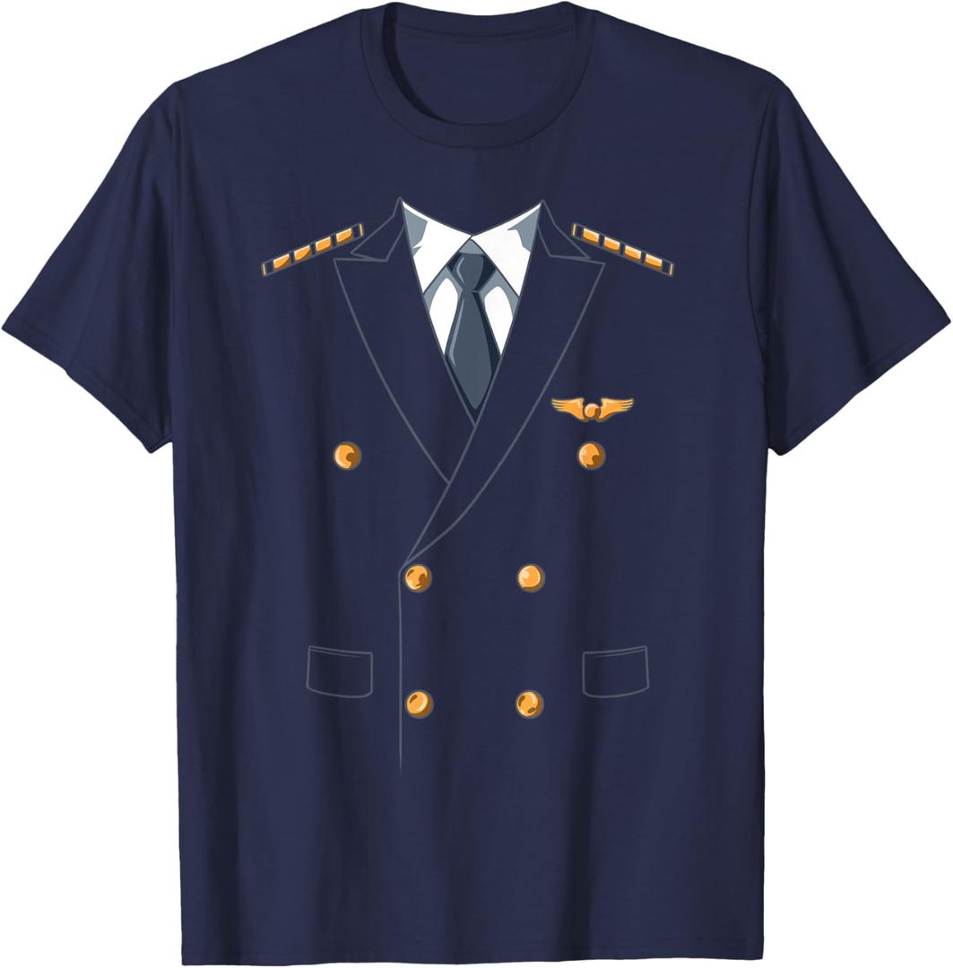 Easy Airline Pilot Costume Pilot Body Headless Pilot Costume T-Shirt, (Large, Navy Blue)