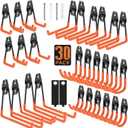 Garage Hooks with Anti-Slip Coating,Heavy Duty Wall Mount Storage Hooks for Hanging Bike,Hose,Ladder,Yard,Garden Tools (30 Pack Orange)