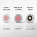 Electric Facial Cleansing Brush, Rechargeable Waterproof Dual Rotating Face Scrubber with 3 Interchangeable Heads, Soft Silicone Face Brush, White