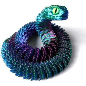 jinccai 3D Printed Snake Viper Articulated Toy,Animals,12 in,Surprise Collectible for Home/Office Desktop Decor Gift for Birthday, Lunar New Year,Chinese New Year (Green)