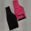 Geyoga 2 Pcs Heat Resistant Gloves for Hair Styling 3 Finger Barber Gloves Reusable Curling Wand Heat Protector for Hair Dye(Black, Rose Red)