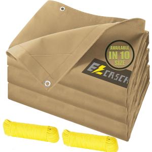 20x30 Canvas Tarp Heavy Duty Water Resistant Tarpaulins with Aluminum Grommets,UV Resistant, 22Mil Multipurpose Drop Cloth, 14oz Cover Sheet for Outdoor and Indoor Use with Ropes Yellow