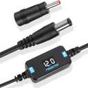 FARSENSE USB DC 5V to 12V Step Up Power Cable(3FT),USB C to DC 12V Adapter with DC Jack 5.5 x 2.5mm(Compatible with 5.5 x 2.1) and 3.5 x 1.35mm, Boost Converter Supports Voltage Display