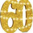 12 Inch 60th Birthday Decorations for Men and Women,60th Anniversary Decorations,Glod Glitter 60th Birthday Centerpieces for Table Decorations,Number 60 Table Topper Decor