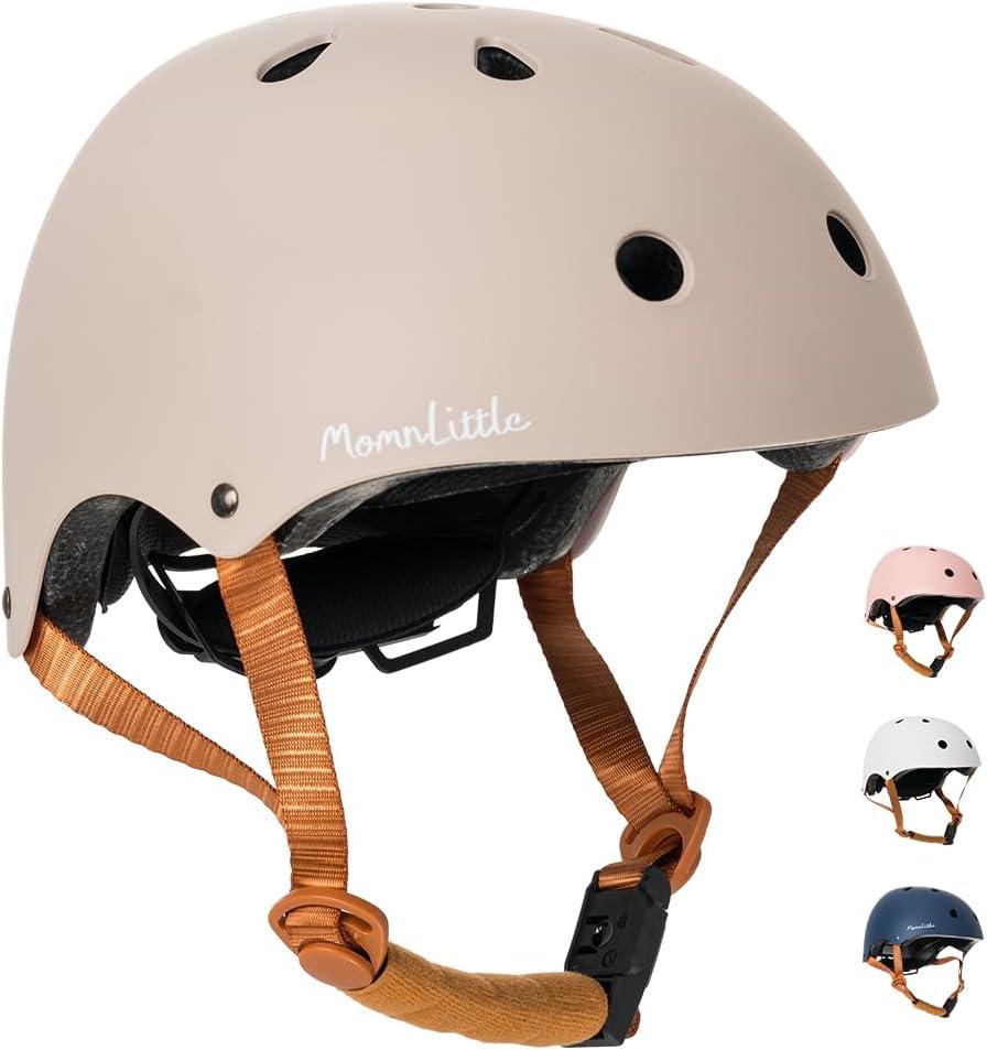 MomnLittle Kids Bike Helmet with Quick Pinch-Free Magnetic Buckle CPSC Certified Bike Helmet for Toddler Boys and Girls (X-Small: 18.8"-20.08" / 48-53cm, Warm Grey)