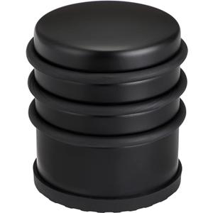 Sumnacon Heavy Duty Floor Door Stopper No Drill - Durability Stainless Steel Door Stop with Anti-Skid Rubber - Contemporary Safety Doorstop for Home Office Commercial Industrial, Black (3X3.1Inch)