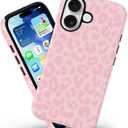 Leopard Cheetah Case for iPhone 16 Cute Magnetic Case [Compatible with MagSafe] Soft TPU and Hard PC Hybrid 2-Layer Protective Shockproof,Retro Aesthetic Case for Women Girls-Pink