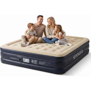 SENNOUL King Air Mattress with Built in Pump,18" Raised Blow up Bed, 900lb | Inflatable Mattress, Advanced Coil-Beam Support, 2 Mins Inflation, 50% 50% Thicker PVC, Waterproof, 10 Year Manufacturer Support, Size: 18" King