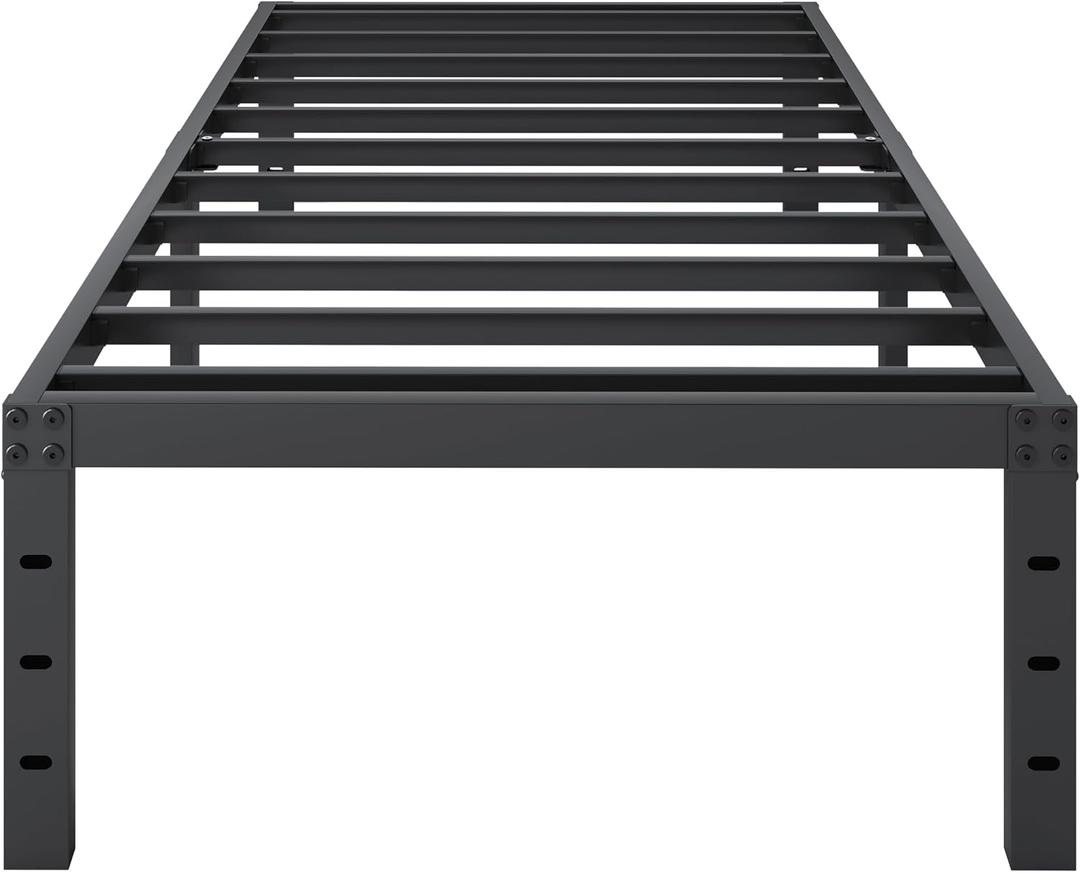 SHLAND Bed Frame Twin, 18 Inch Metal Twin Platform Bed Frame No Box Spring Needed, Mattress Foundation, Storage Space, No Noise, Easy Assembly
