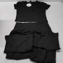 ANRABESS Lounge Sets for Women 2 Piece Foldover Yoga Flare Leggings Pants Crop Tops Casual Y2K Outfits Matching Tracksuit Set (Large, Black)