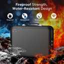 Fireproof Document Box with Lock, Waterproof Hard Shell File Organizer with Accordion Folder, Portable Fireproof File Safe Box for Home Office Storage of Documents, Laptop, Cash & Passports, 15" x 12" x 5"
