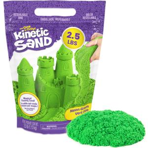 Kinetic Sand, 2.5lbs Green Play Sand, Moldable Sensory Toys for Kids, Resealable Bag , for Ages 3 and up