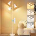 36W LED Floor Lamp for Living Room, Modern White 3-Light Tree Standing Lamp | Remote and Touch Control, 3 Rotatable Lights Heads, Stepless Dimmable, 4 Color Temperature, Stand up Lamps for Bedroom Home