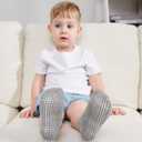 Zaples Baby Non Slip Grip Ankle Socks with Non Skid Soles for Infants Toddlers Kids Boys Girls (Gray, XS)