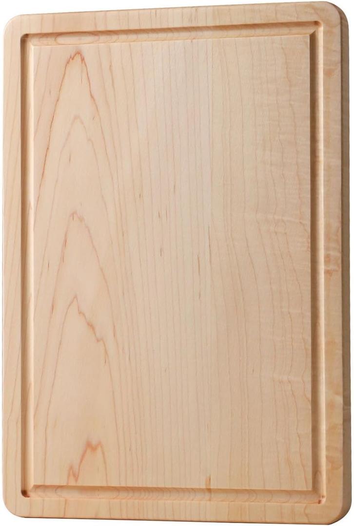 Wood Cutting Board for Kitchen - Food-Safe, Non-Slip, Sustainably Sourced Maple Wood (Medium) 18"L x 12"W