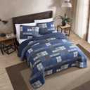 Eddie Bauer - King Quilt Set, Reversible Cotton Bedding with Matching Shams, Lightweight Home Decor for All Seasons (Eastmont Navy, King)