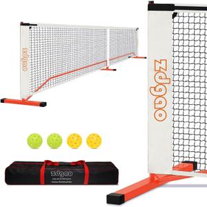 Zdgao Pickleball Net for Driveway with 22FT Regulation Size Pickleball Net, 4 Outdoor Pickleballs and Carry Bag, Weather Resistance Strong Steel Frame (Orange)