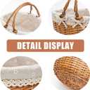 G GOOD GAIN Wicker Picnic Basket with Double Folding Handles,Willow Picnic Hamper,Natural Hand Woven Easter Basket,Easter Eggs and Candy Basket,Bath Storage,Gift Packing Basket.White