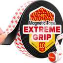 Super Sticky Magnetic Tape (10 feet x 1 inch) - Stong Magnet Strip with Adhesive Backing for DIY & Crafts - Easy to Cut and Mount on Fridges, Whiteboards & More