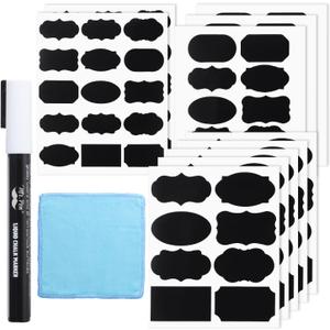 Mr. Pen- Chalkboard Labels, 100pc, Assorted Shapes, 1 White Chalk Marker and Small Towel, Label Stickers, Sticker Labels for Storage Bins