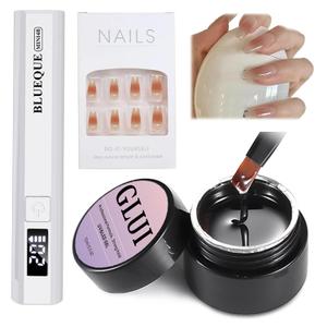GLUI Nail Glue, 15g Solid Nail Glue Kit, Solid Nail Gel for Press On Nails, Strong Adhesive Nails Kit for Women DIY Home Salon Use, The Key to Safer, Longer-Lasting Nails (3-B)