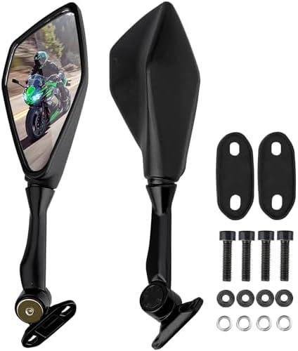 Refitial Motorcycle Rear View Mirrors for Kawasaki Ninja 400 300 650 500 250 ZX6R 636 EX400 EX300, 360° Rotating ABS Racing Side Mirror Replacement, Compatible with Ninja 2011-2025 Accessories