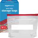 Amazon Basics Slider Quart Food Storage Bags with Stand-Up Bottom, Easy to Fill, BPA Free, 120 Count (Previously Solimo)