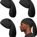 4pcs Black Dreadlock Cap Unisex Large Satin-Like Bonnet for Long Dreads Head Wrap Locs Caps Dreadlocks Hair Sleeve Sleep Cap for Long Curly Hair Accessories Men Women