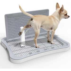 Pee Pad Holder, Indoor Dog Potty for Dogs, Puppy Pad Holder, Puppy Potty Training Tray with Splash Wall & Center Post, 20.1"15.4" Gray