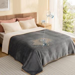 Bedsure Waterproof Blanket for Bed - Sherpa Fleece Waterproof Dog Blankets for Large Dogs, Pet Blankets for Bed/Couch, Soft Plush Reversible Furniture Protector, Queen Size, 90"x86", Grey