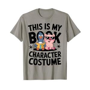 This is My Book Character Costume Penguin Pig T-Shirt (Slate Gray, XS)