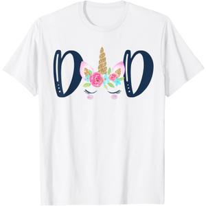 Unicorn Dad Birthday Shirt Matching Family Party T-Shirt Tee T-Shirt, Large