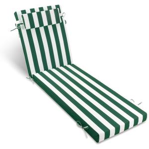 PNP FKJP Outdoor Patio Chaise Lounge Cushion with Headrest,with 100% PolyesterComfortable and Stylish Patio Cushion 72 * 21 Green White, 72x21"