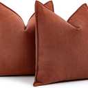 MIULEE Pack of 2 Rust Decorative Pillow Covers 16x16 Inch Fall Soft Chenille Luxurious Couch Throw Pillows Farmhouse Cushion Covers with Elegant Design for Sofa Bedroom Living Room Home Decor