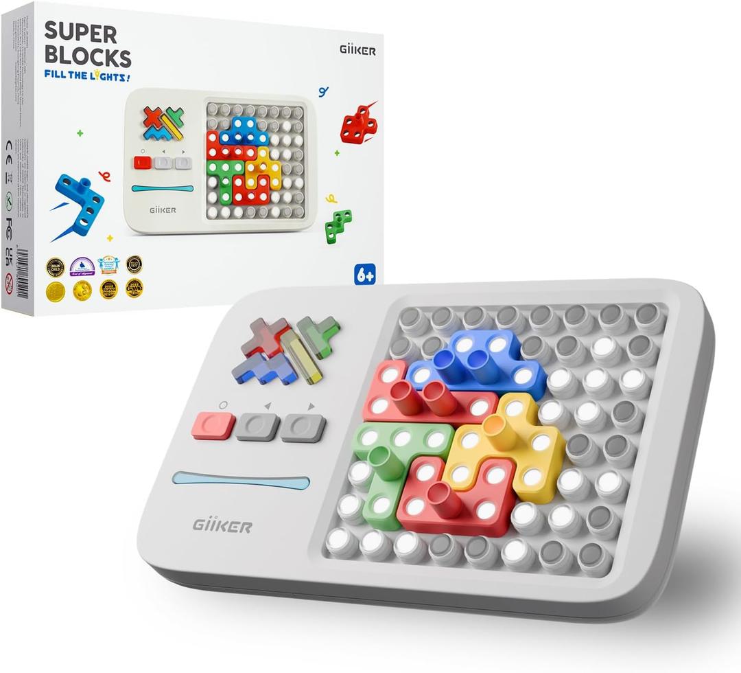 GiiKER Super Blocks STEM Toys Pattern Matching Puzzle Game with 1000+ Challenges, Brain Teaser Toy for Kids & Teens, Travel Game & Birthday Gift for Boys and Girls, 4.5 inches x 7.2 inches