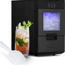 Newair Nugget Ice Maker Countertop - 44lbs/Day, Countertop Sonic Ice Machine, Self-Cleaning & Refillable Water Tank, Pebble Ice Maker, Ideal for Home Office, Kitchen or Bar | Black Stainless Steel