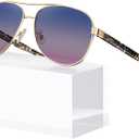 CARFIA Polarized Sunglasses for Women  Acetate Arms, UV400, Lightweight & Flattering Fit CA3216 (Two Tones Lens)