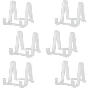 Artliving Plate Display Stands Easel Holder - 3-Inch Plastic Stand for Small Decorative Plates, Pictures and Photos - Clear (6-Pack)