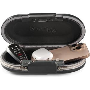 Master Lock Portable Small Lock Box, Set Your Own Combination Lock Portable Safe, Personal Travel Safe, 5900D, Gunmetal Grey (9-17/32 in. Wide, Black)
