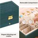 GUOER Jewelry Box for Women Girl Wife - Large PU Leather Jewelry Organizer Storage Case with Two Layers Display for Earrings Bracelets Rings Watches (Green)