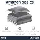 Amazon Basics 3-Piece Down Alternative Micromink Sherpa Bedding Set, Ultra-Soft, Warm All Season Comforter, Machine Washable, King, Charcoal