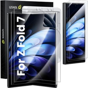 WSKEN for Samsung Galaxy Z Fold 7 Screen Protector - [Auto Align Frame] 2 Pack Inside TPU Film + 2 Pack Front 9H Tempered Glass, Zero Bubbles Easily Install No Creases for Z Fold 7 Accessories