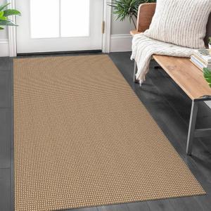 IOHOUZE Washable Area Rug 3x5 Non Slip Rubber Backed Rugs for Entryways Indoor Outdoor Doormat Woven Cotton Throw Rug Floor Carpet for Entrance Kitchen Living Room, Orange/Tan/Brown